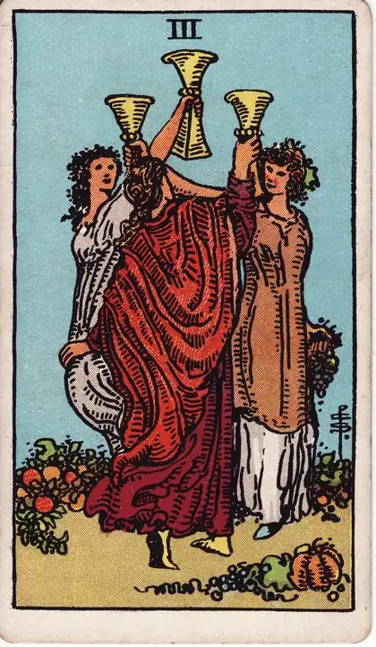 Three of Cups in the Rider-Waite-Smith tarot deck