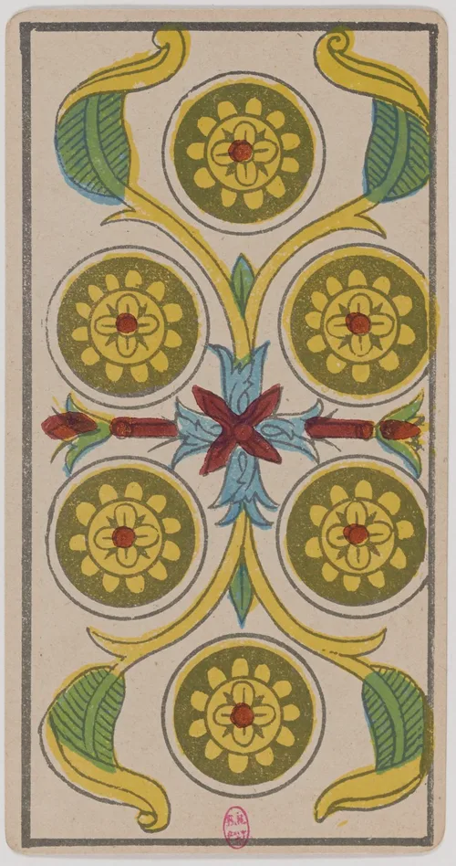 Six of Pentacles in the Tarot de Marseille