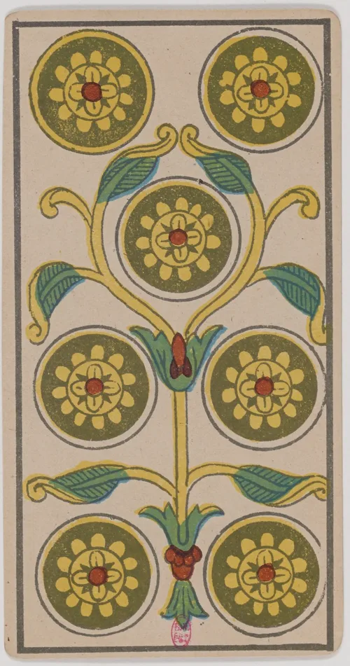 Seven of Pentacles in the Tarot de Marseille