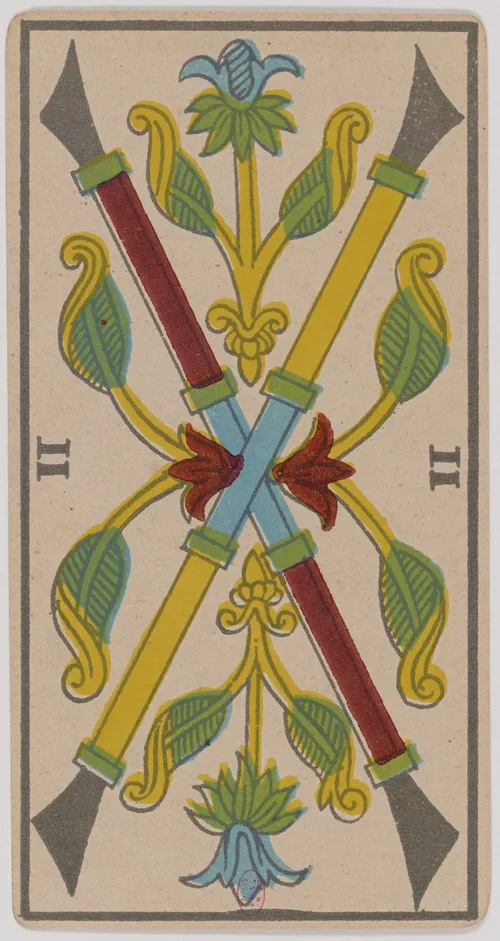 Two of Wands in the Tarot de Marseille