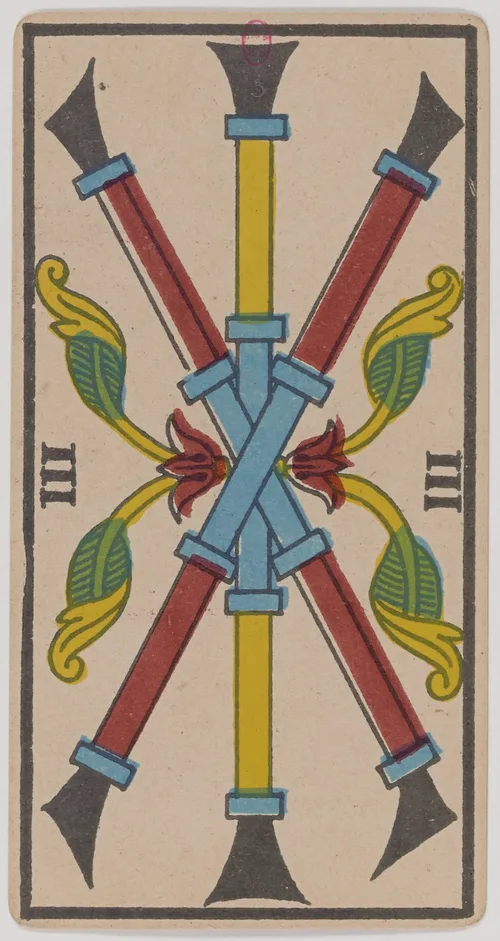 Three of Wands in the Tarot de Marseille