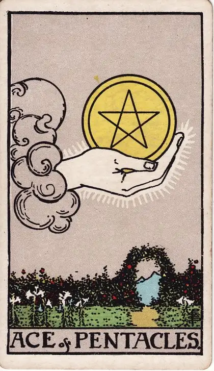 Ace of Pentacles in the Rider-Waite-Smith tarot deck