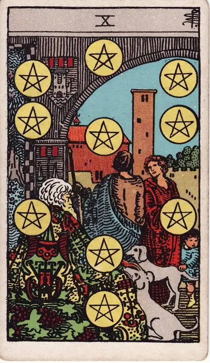 Ten of Pentacles in the Rider-Waite-Smith tarot deck