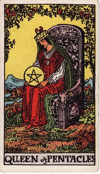 Queen of Pentacles in the Rider-Waite-Smith tarot deck