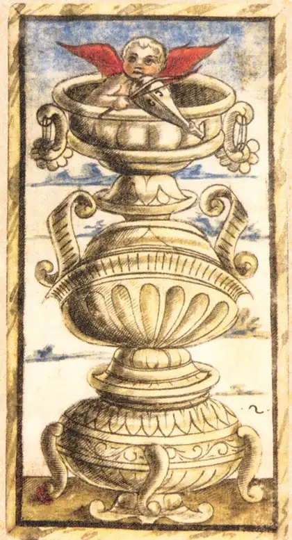 Two of Cups in the Sola Busca tarot deck