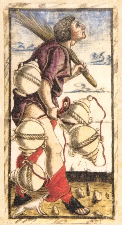 Five of Cups in the Sola Busca tarot deck