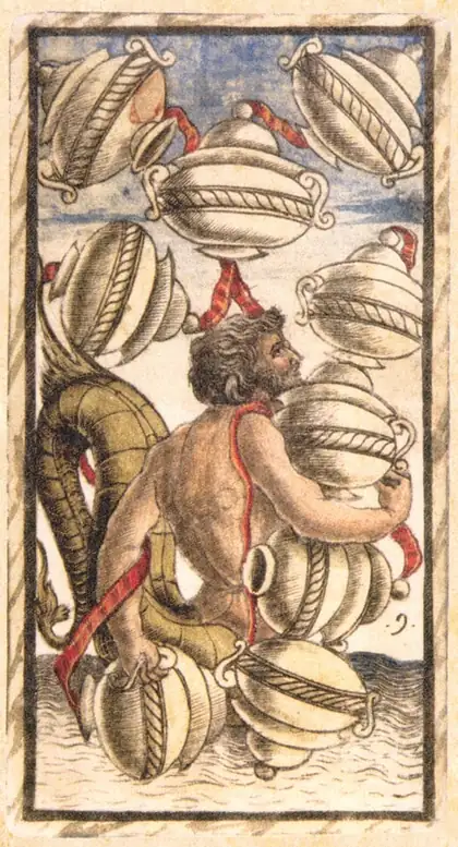 Nine of Cups in the Sola Busca tarot deck