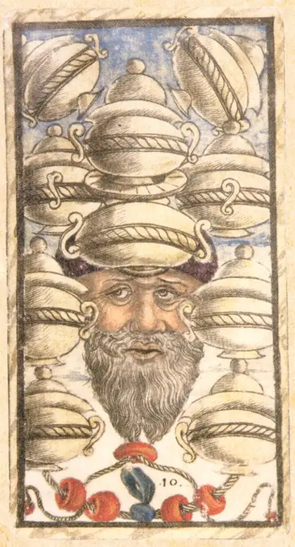 Ten of Cups in the Sola Busca tarot deck