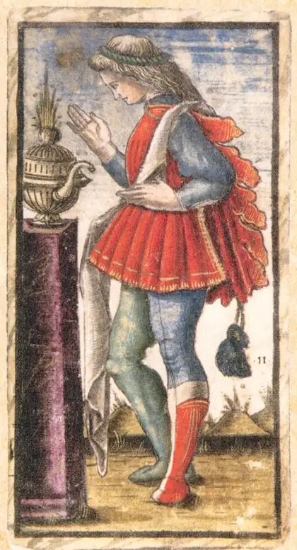 Page of Cups in the Sola Busca tarot deck