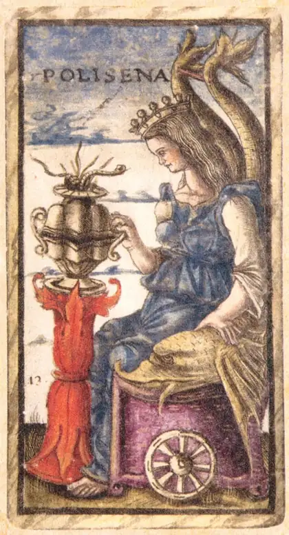 Queen of Cups in the Sola Busca tarot deck