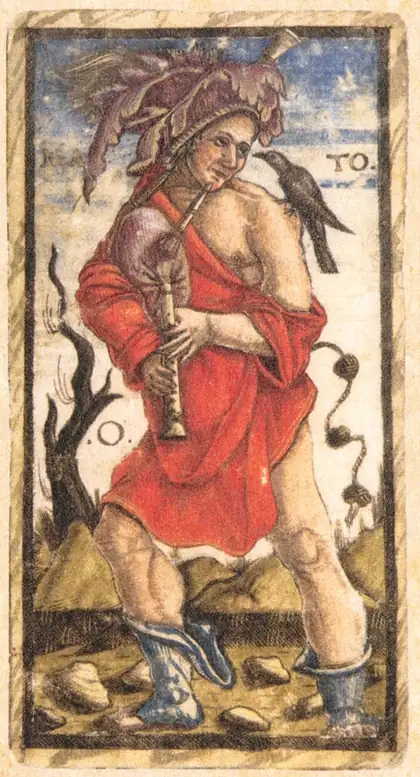 The Fool in the Sola Busca tarot deck