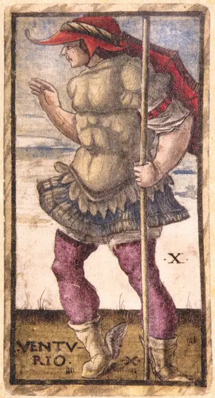 Wheel of Fortune in the Sola Busca tarot deck