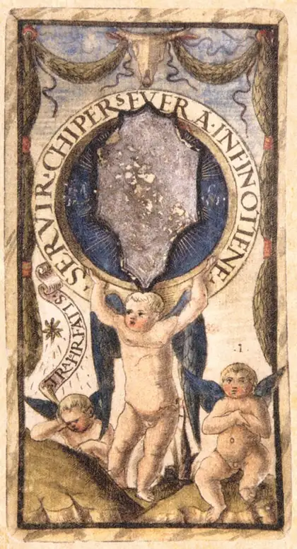 Ace of Pentacles in the Sola Busca tarot deck