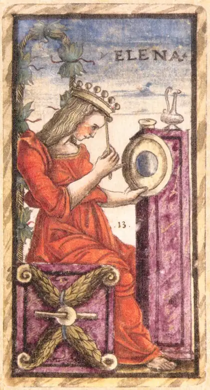 Queen of Pentacles in the Sola Busca tarot deck