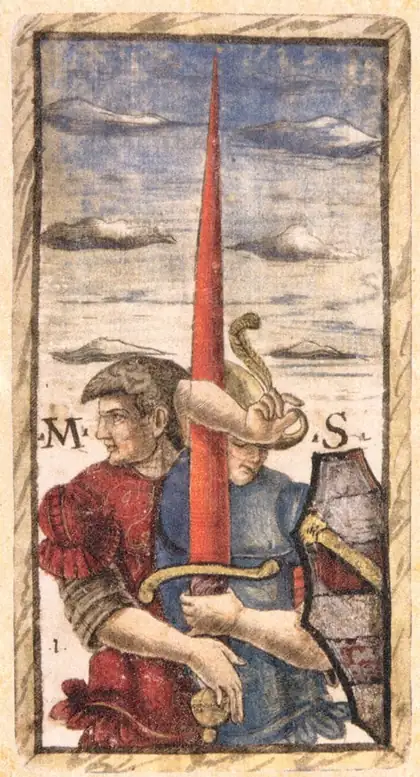 Ace of Swords in the Sola Busca tarot deck