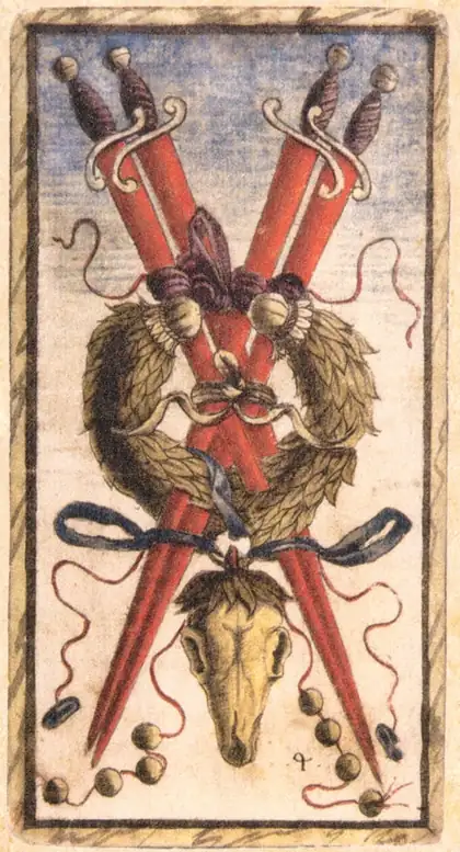 Four of Swords in the Sola Busca tarot deck