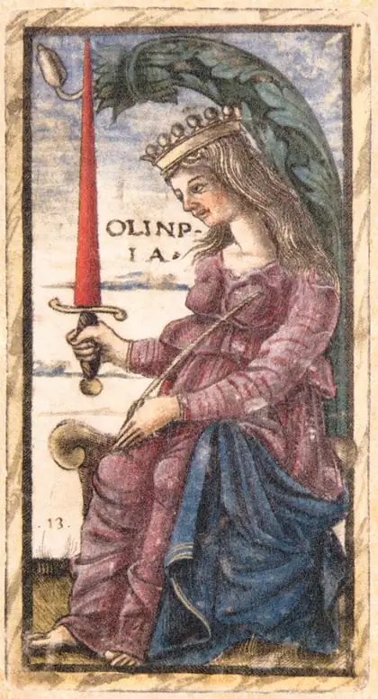Queen of Swords in the Sola Busca tarot deck
