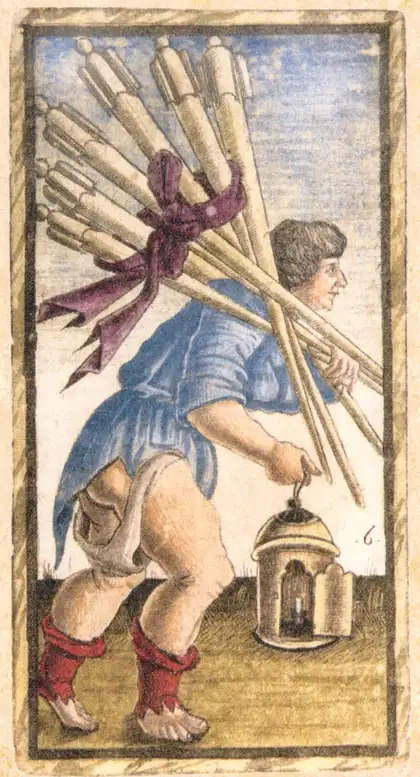 Six of Wands in the Sola Busca tarot deck