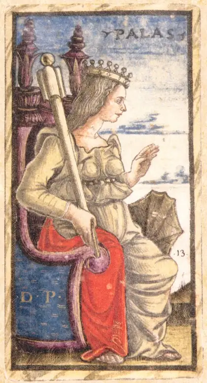 Queen of Wands in the Sola Busca tarot deck