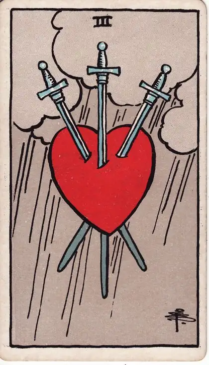 Three of Swords in the Rider-Waite-Smith tarot deck