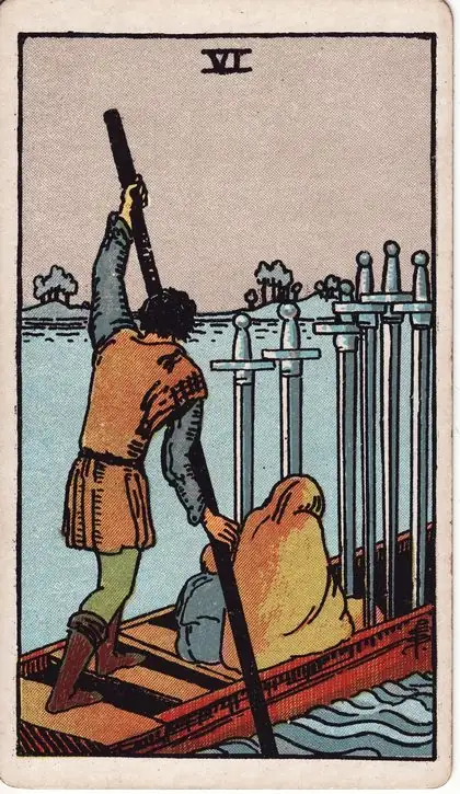 Six of Swords in the Rider-Waite-Smith tarot deck