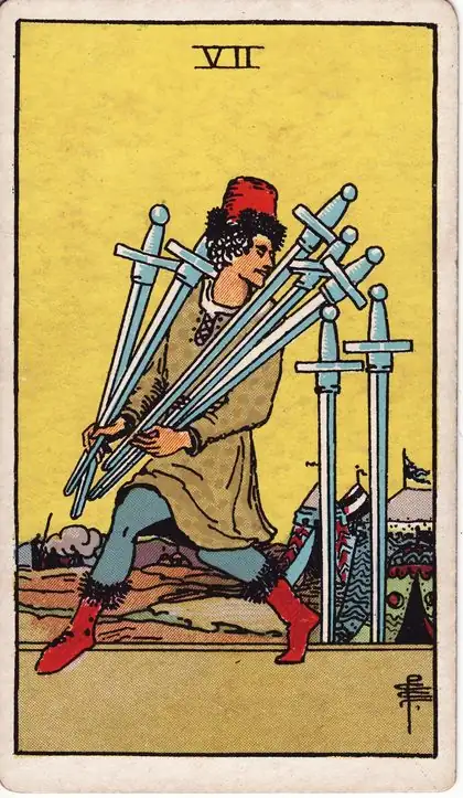Seven of Swords in the Rider-Waite-Smith tarot deck