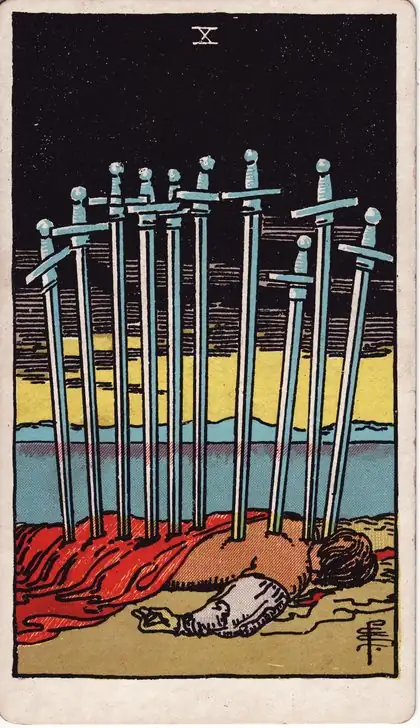 Ten of Swords in the Rider-Waite-Smith tarot deck