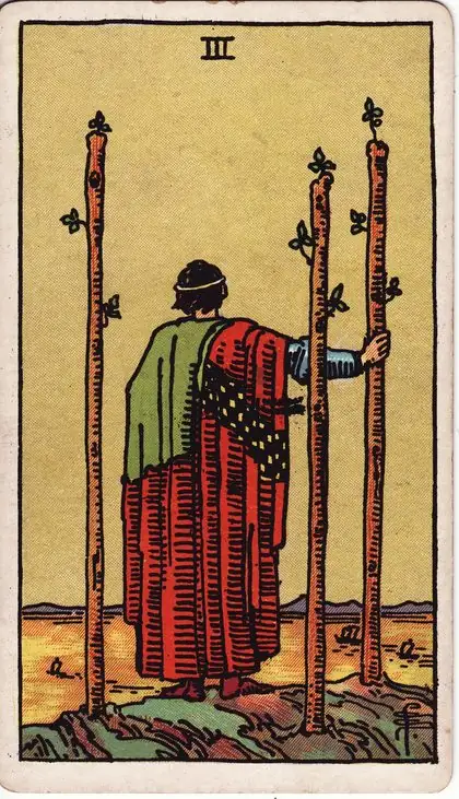 Three of Wands in the Rider-Waite-Smith tarot deck
