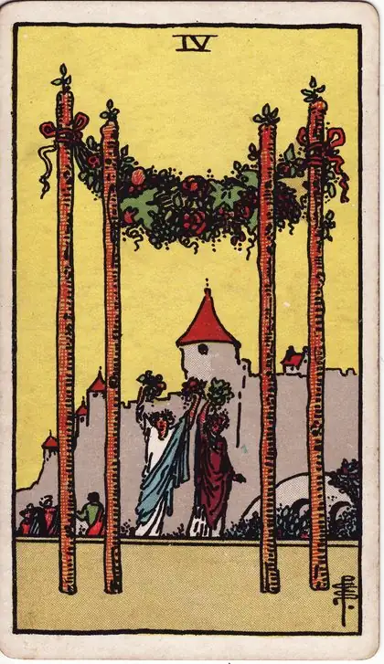 Four of Wands in the Rider-Waite-Smith tarot deck