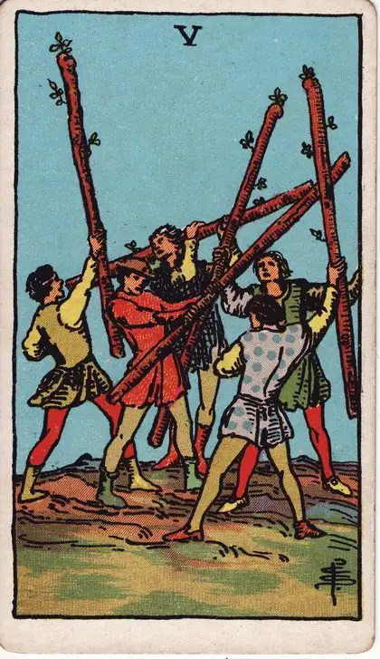 Five of Wands in the Rider-Waite-Smith tarot deck